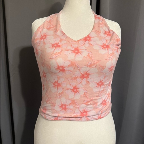 Faded Rose XL Pink Floral Halter Tank Top NWOT - Picture 2 of 6